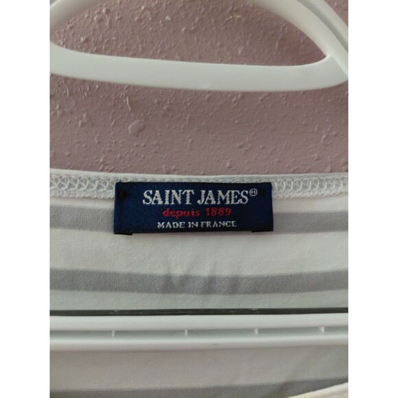 Saint James Stripe Boat Neckline 3/4 sleeve T-shirt Top Polyamide Size 4US - Picture 4 of 8